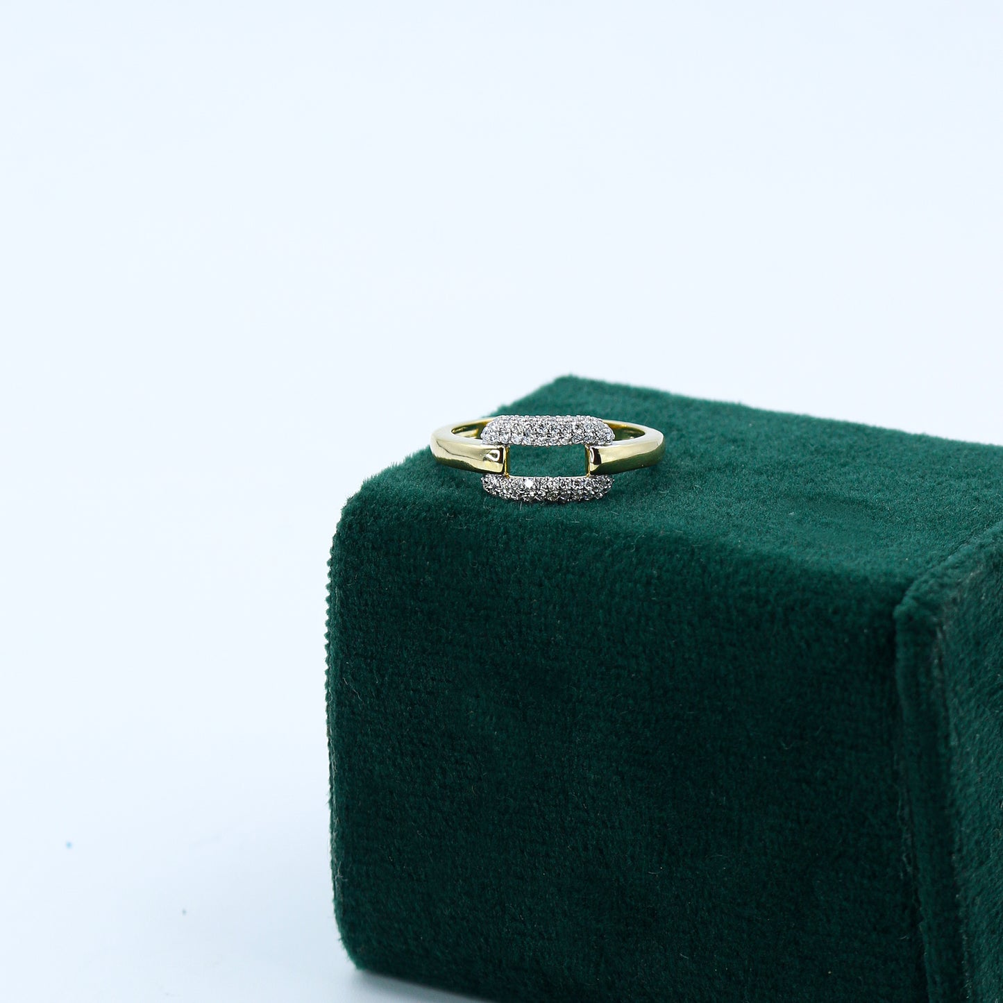 Two-Tone Pave Diamond Open Bypass Ring