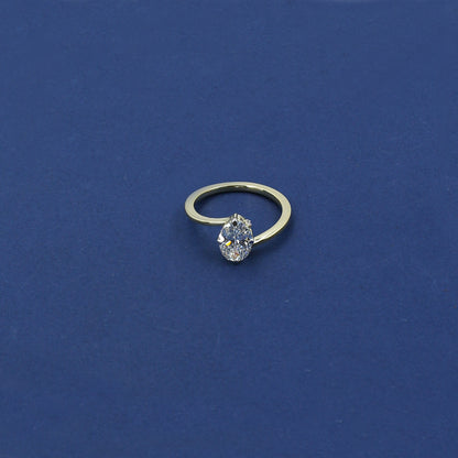 Yellow Gold Marquise Diamond Bypass Solitaire Ring
