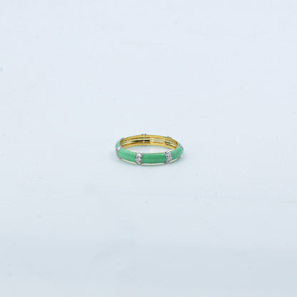Yellow Gold & Green Enamel Lab-Grown Diamond Eternity Band