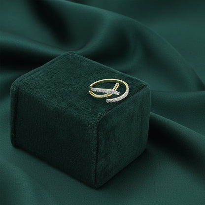 Two-Tone Crossover Diamond Bypass Ring