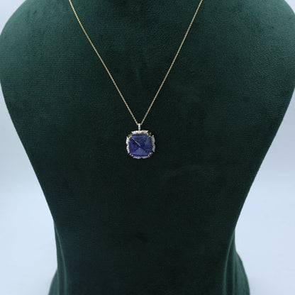 Yellow Gold Tanzanite and Diamond Statement Pendant