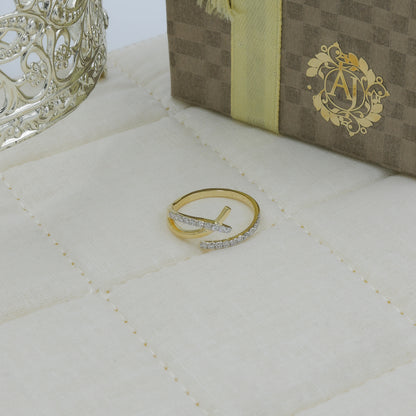 Two-Tone Crossover Diamond Bypass Ring