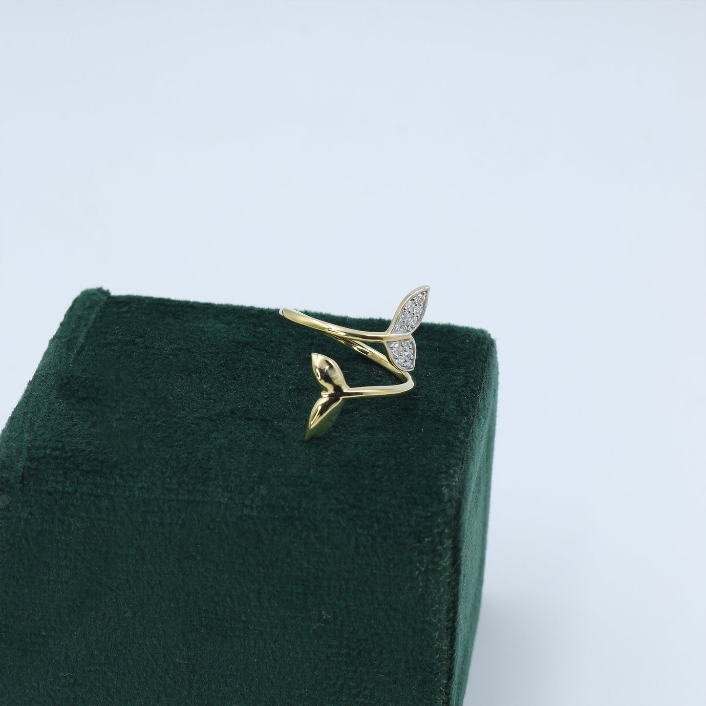 Yellow Gold Mermaid Tail Diamond Bypass Ring