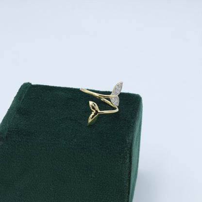 Yellow Gold Mermaid Tail Diamond Bypass Ring
