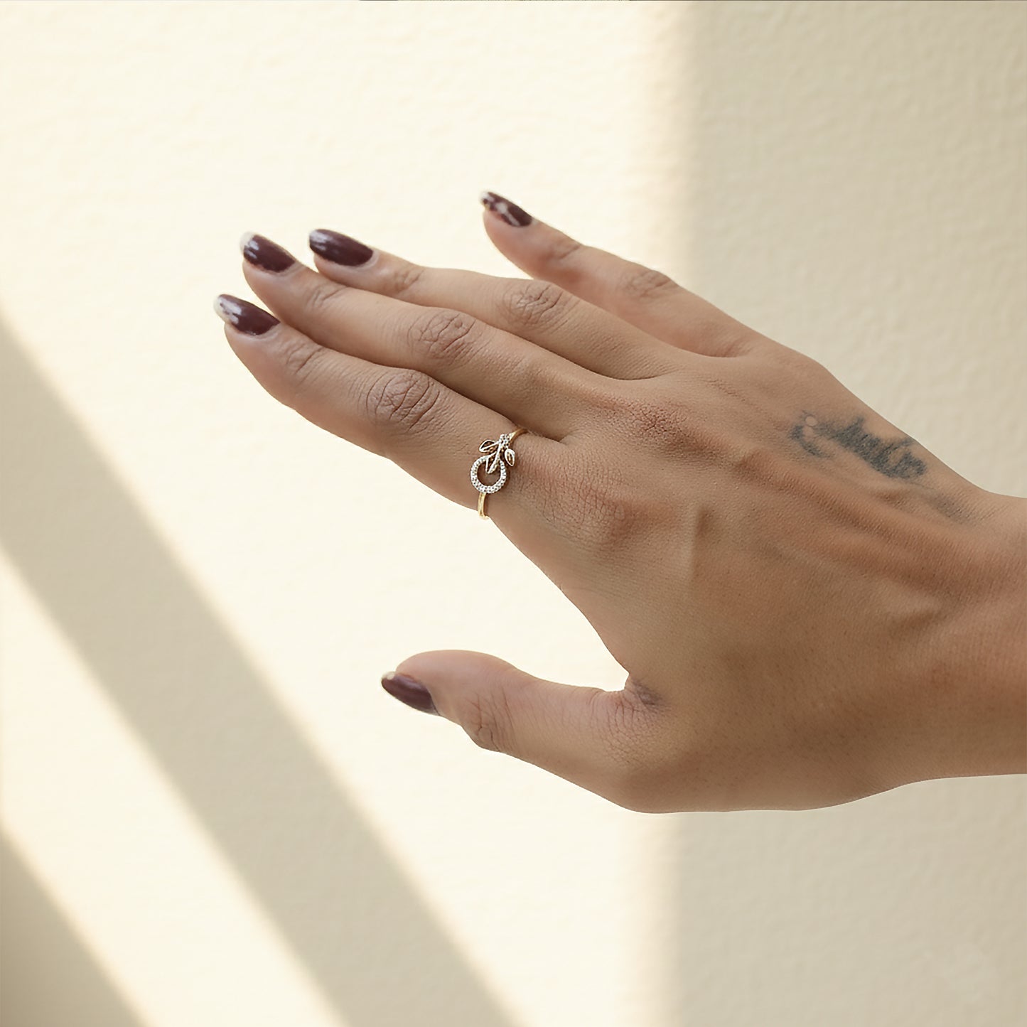 Yellow Gold Heart and Star Diamond Open Bypass Ring