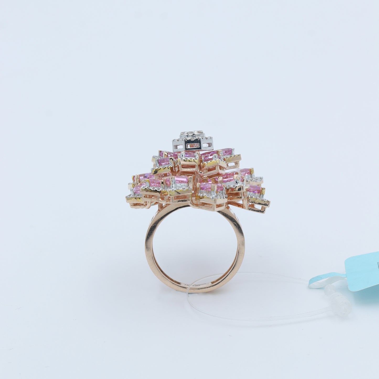 Pink Colorstone & Diamond Floral Statement Ring