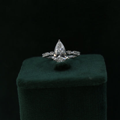 White Gold Marquise Solitaire CVD Diamond Ring