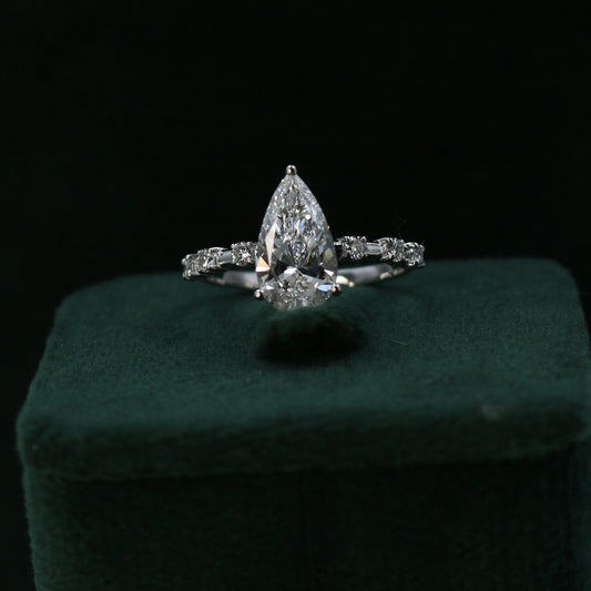 White Gold Marquise Solitaire CVD Diamond Ring