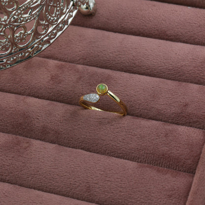 Yellow Gold Opal and Diamond Bypass Ring