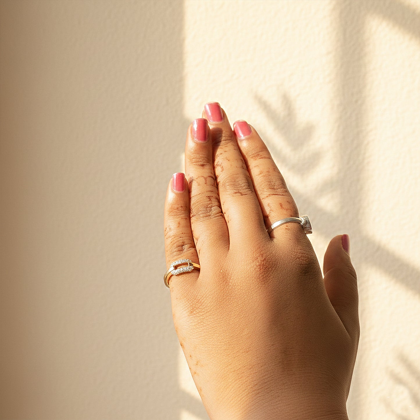 Two-Tone Pave Diamond Open Bypass Ring