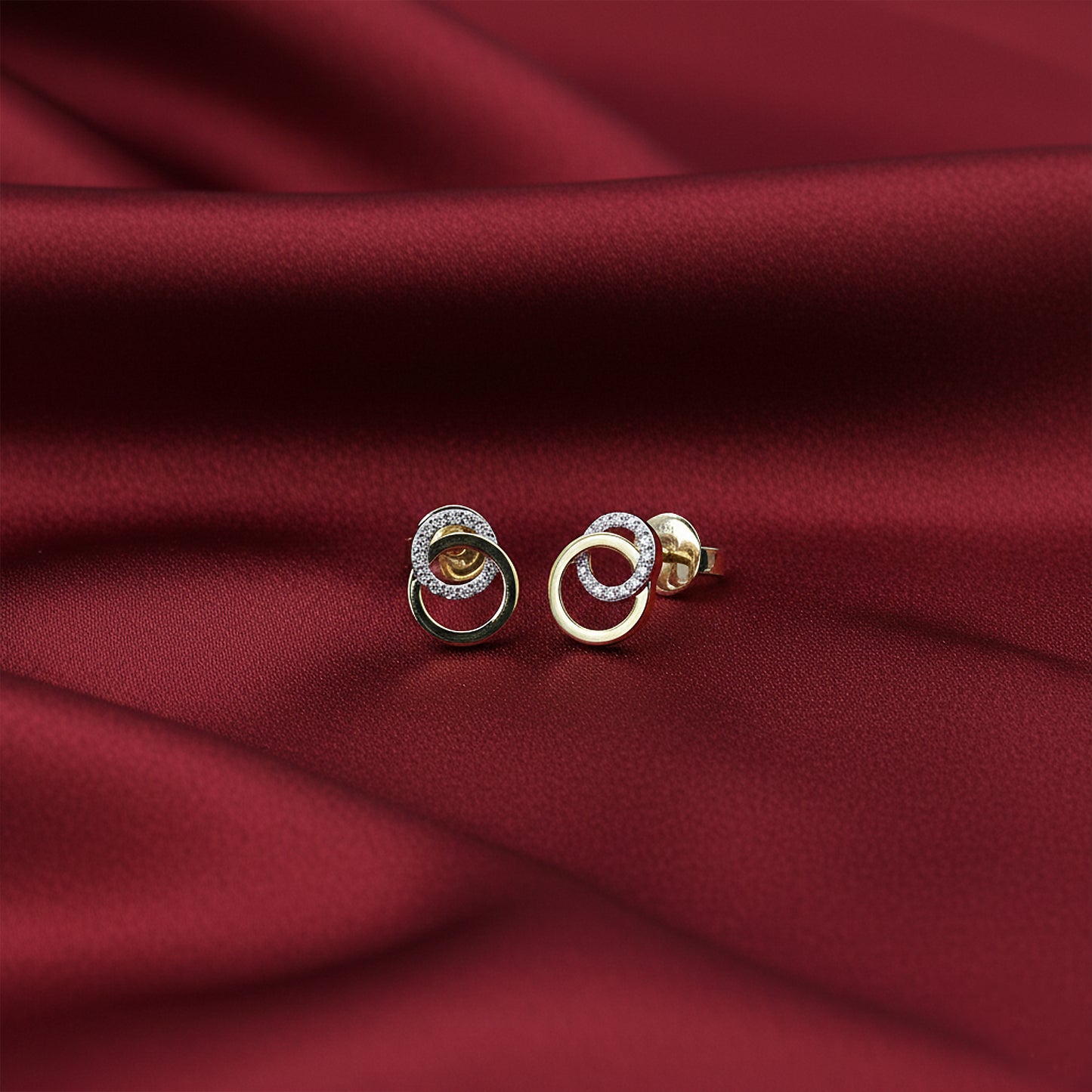 Yellow Gold Pave Diamond Halo Stud Earrings