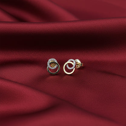 Yellow Gold Pave Diamond Halo Stud Earrings