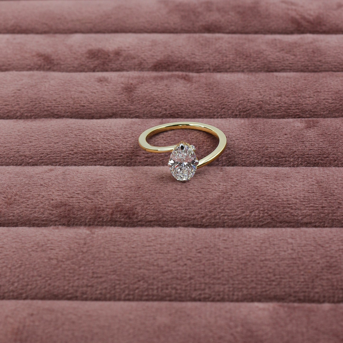Yellow Gold Marquise Diamond Bypass Solitaire Ring