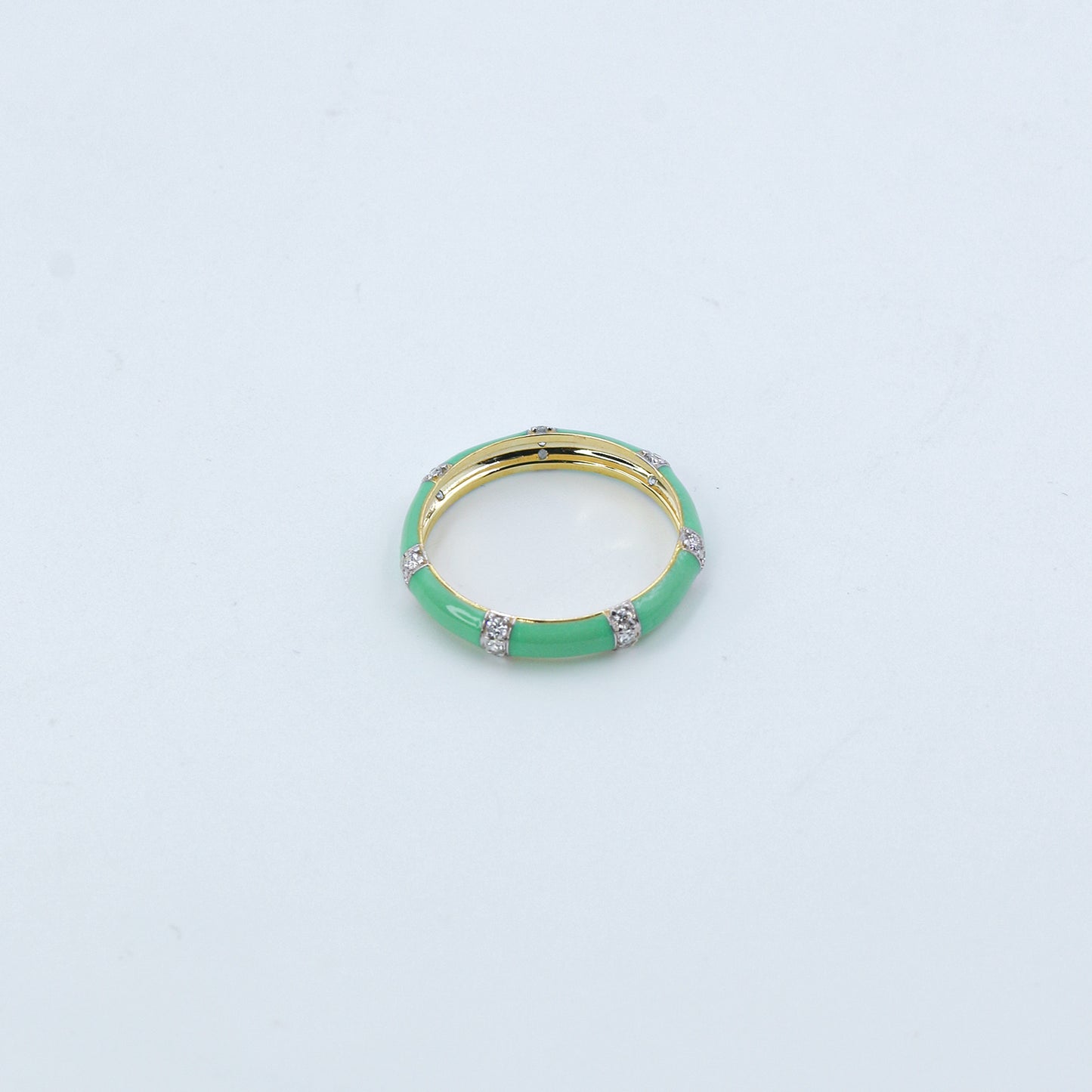 Yellow Gold & Green Enamel Lab-Grown Diamond Eternity Band
