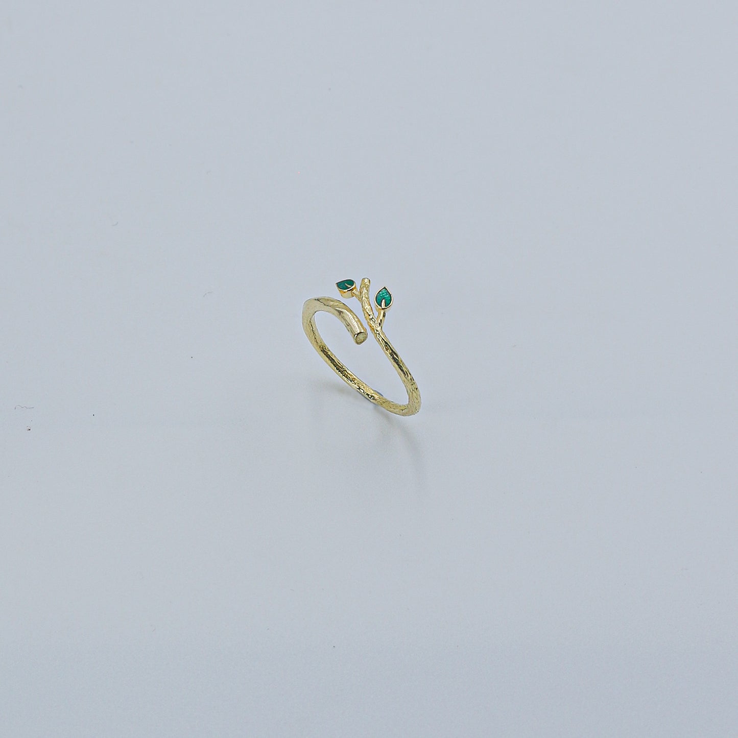 Yellow Gold Simple Bypass Ring with Gemstone Accents