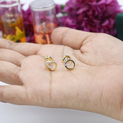 Yellow Gold Pave Diamond Halo Stud Earrings