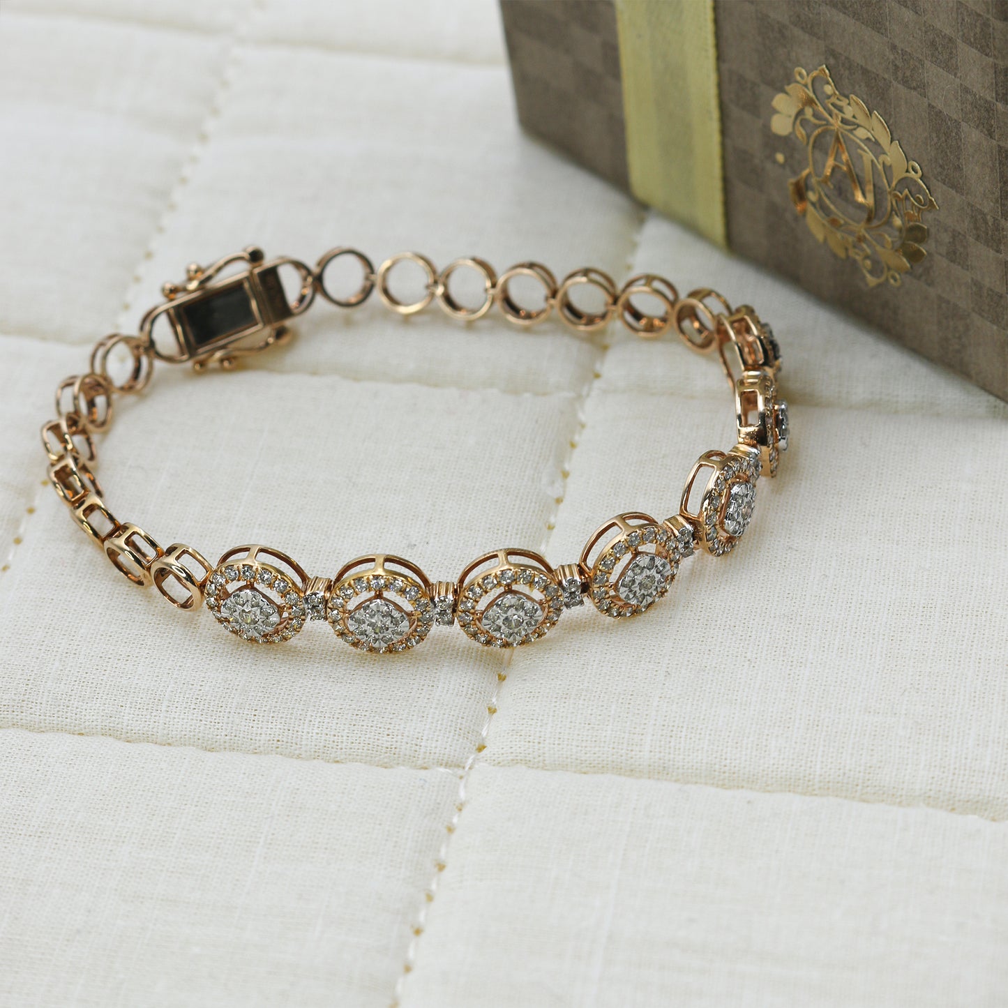 Diamond Oval Link Statement Bracelet