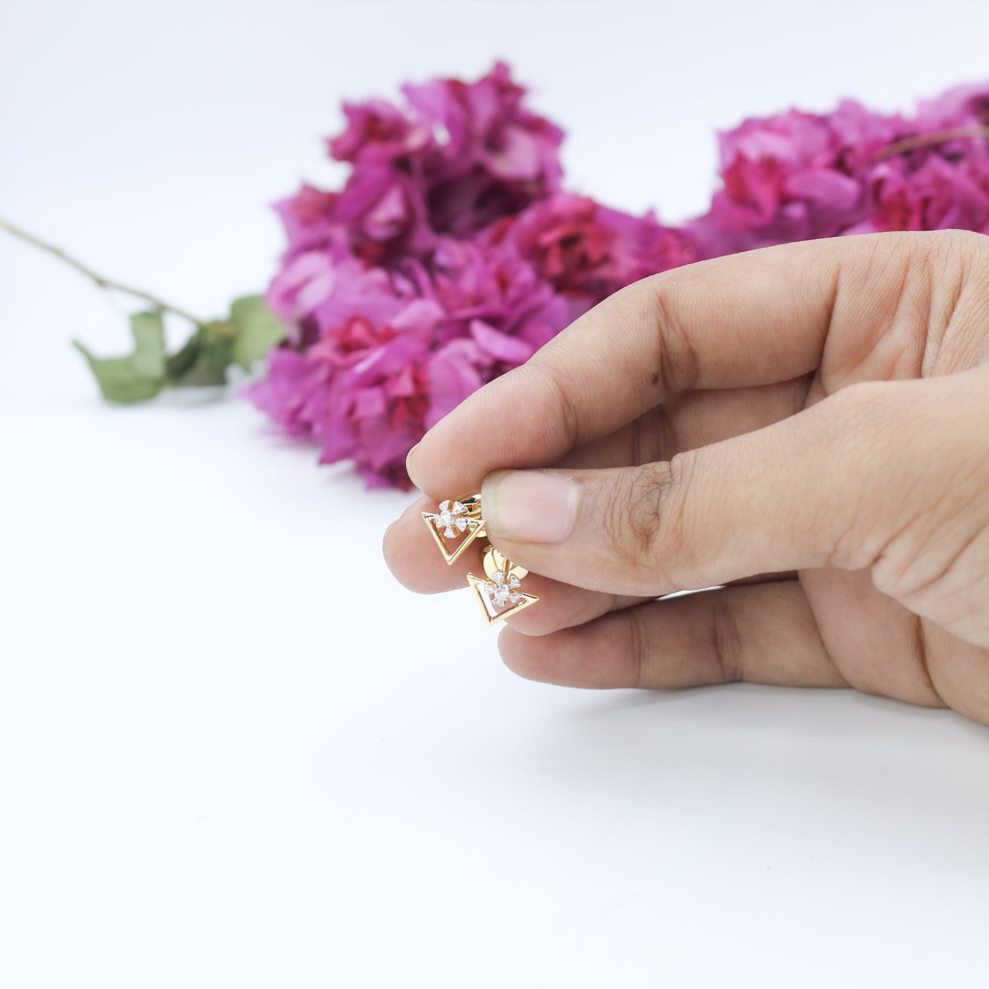 Yellow Gold Abstract Dangle Diamond Earrings