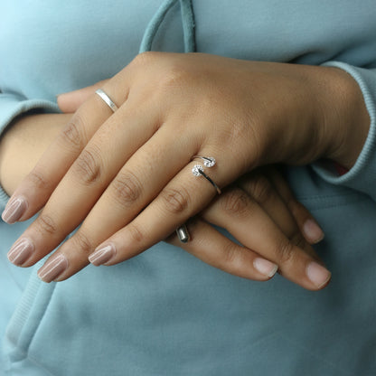 White Gold Lab-Grown Diamond Bypass Ring