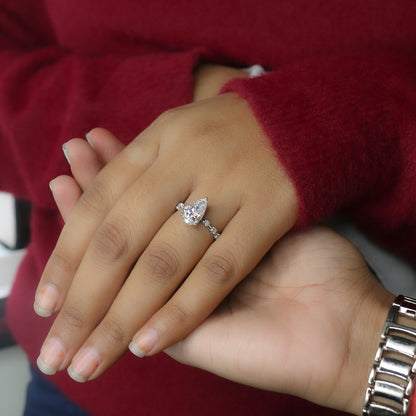 White Gold Marquise Solitaire CVD Diamond Ring