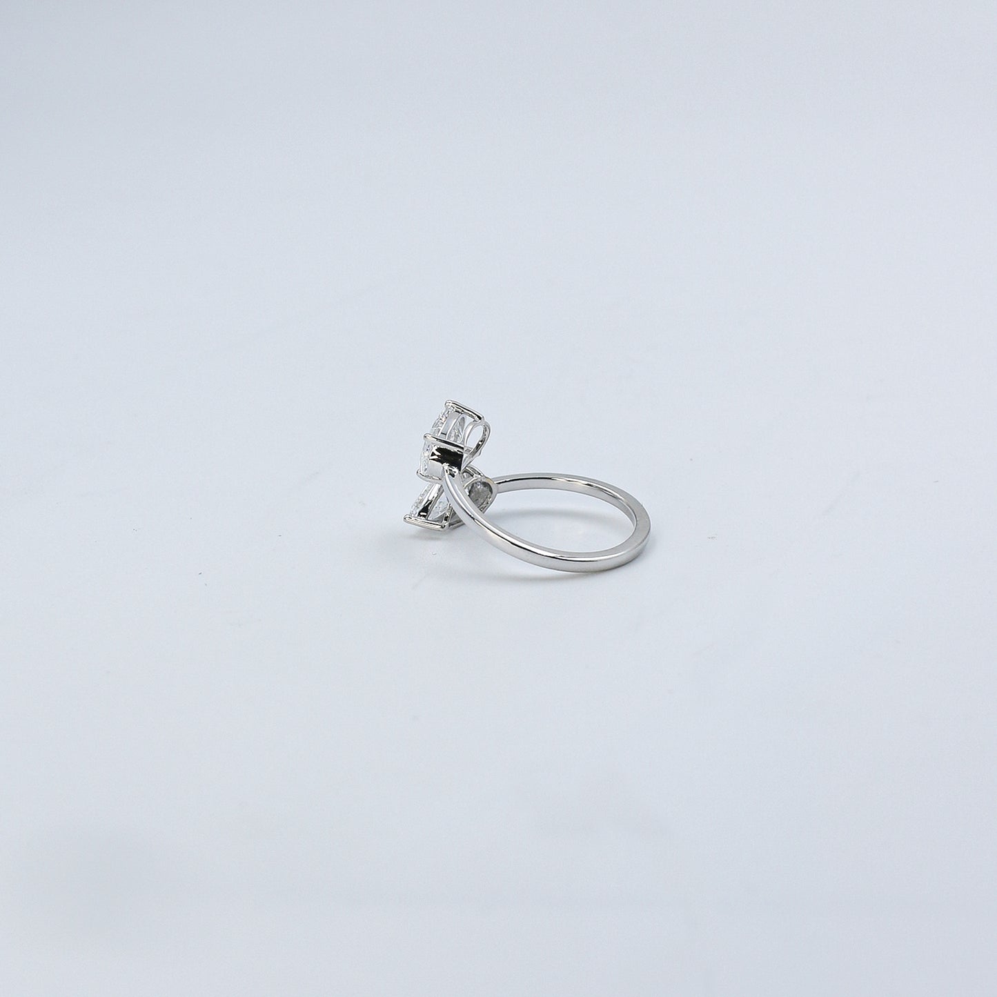 White Gold Toi et Moi Pear and Oval Diamond Bypass Ring