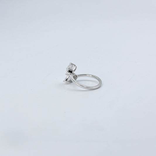 White Gold Toi et Moi Pear and Oval Diamond Bypass Ring