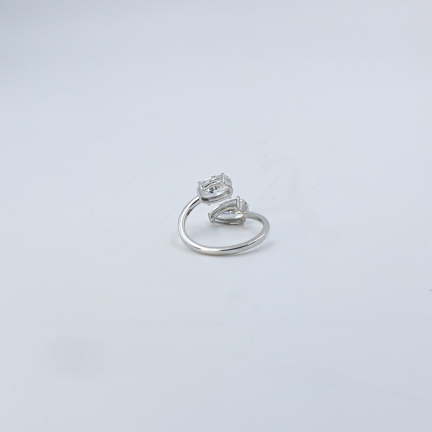 White Gold Toi et Moi Pear and Oval Diamond Bypass Ring