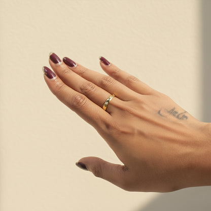 Yellow Gold Wide Band Diamond Accent Ring