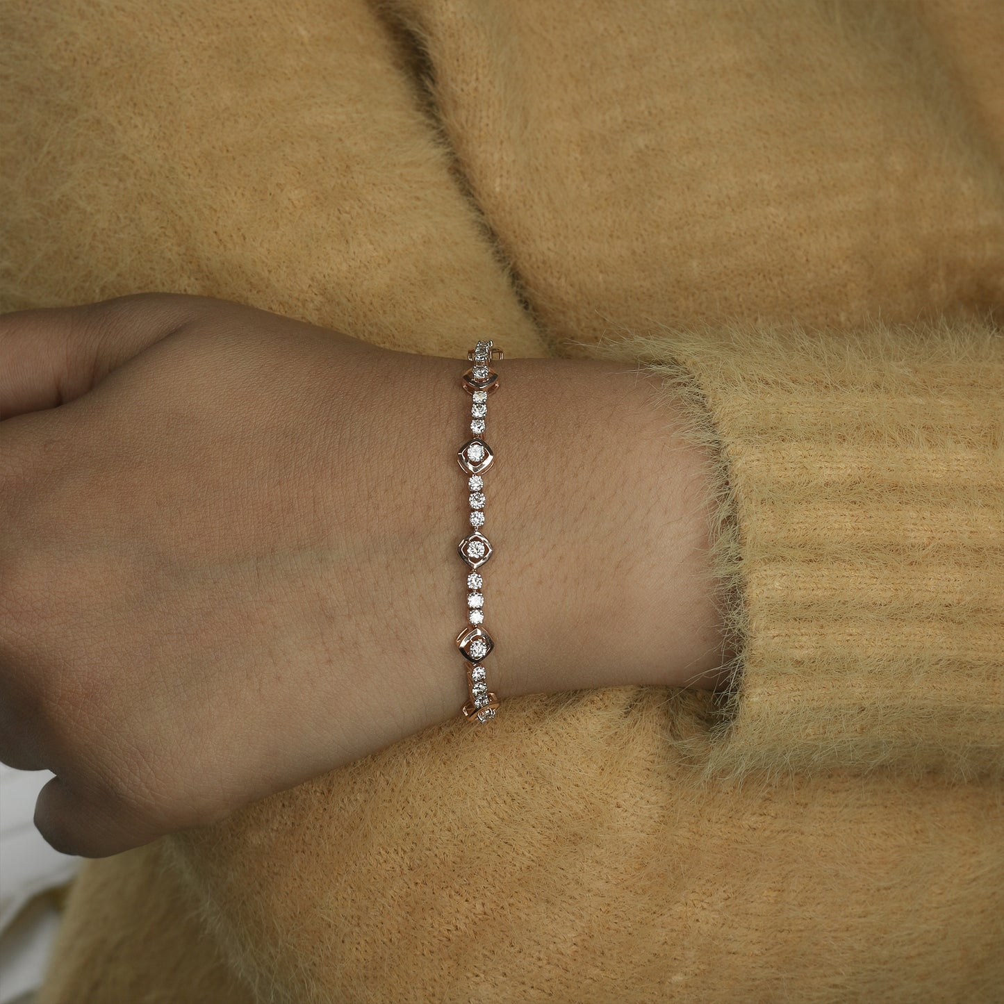 Diamond & Colorstone Marquise Link Bracelet