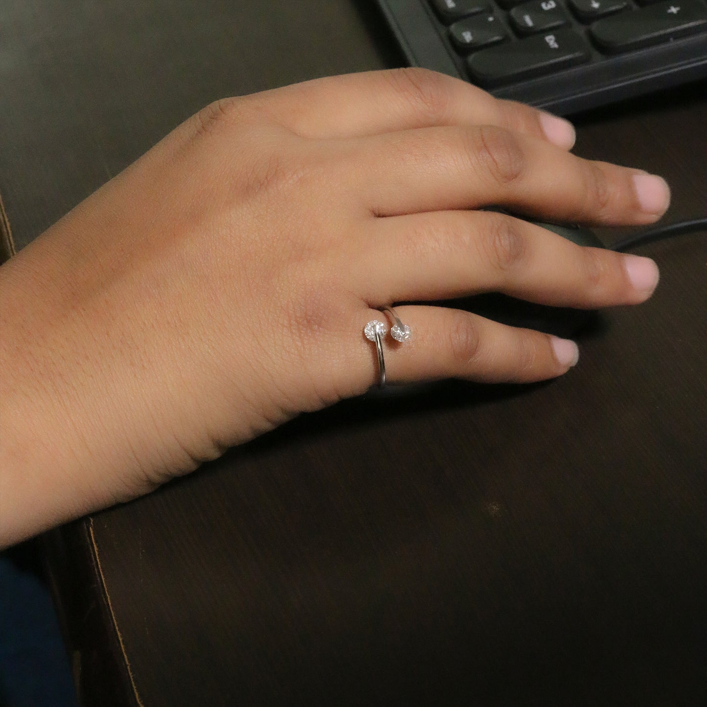 White Gold Lab-Grown Diamond Bypass Ring