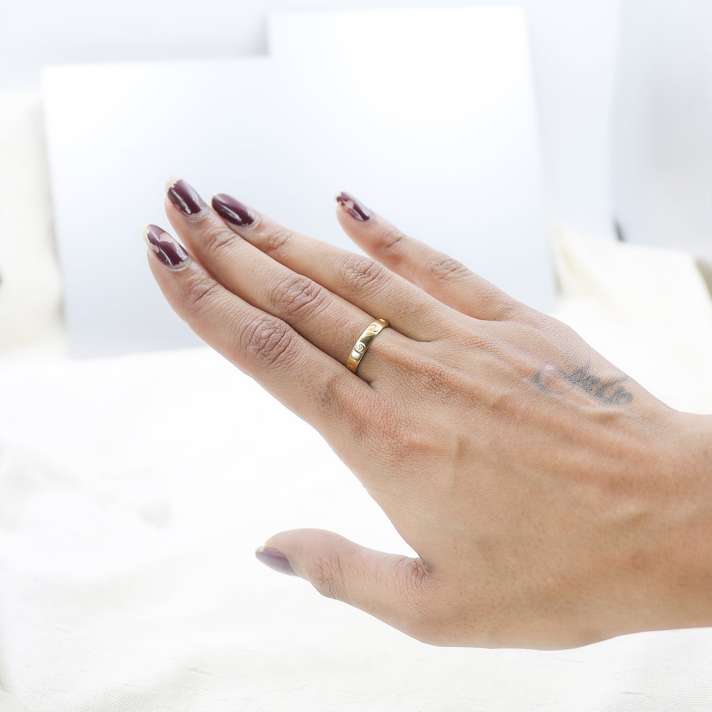 Yellow Gold Wide Band Diamond Accent Ring