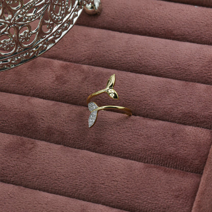 Yellow Gold Mermaid Tail Diamond Bypass Ring