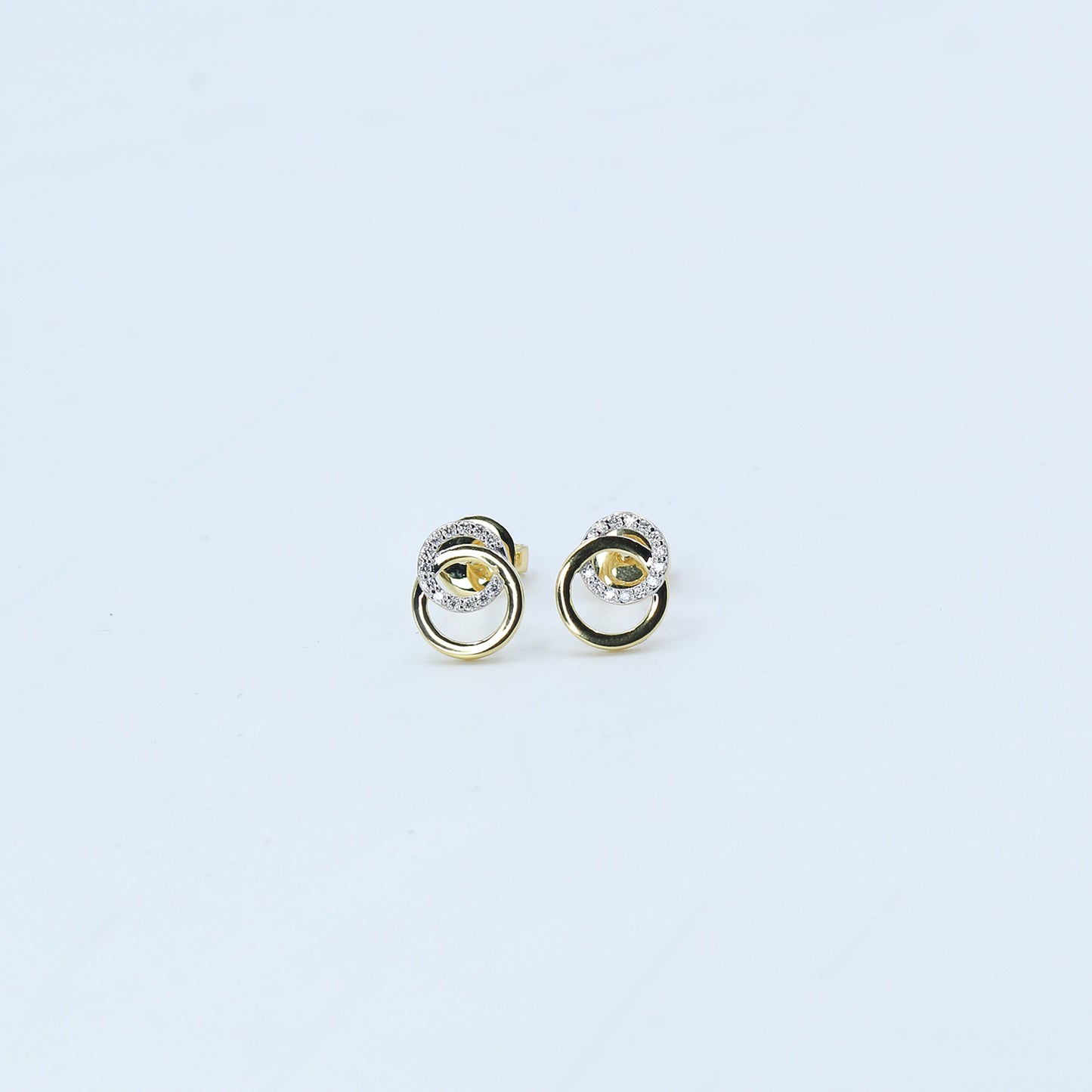 Yellow Gold Pave Diamond Halo Stud Earrings