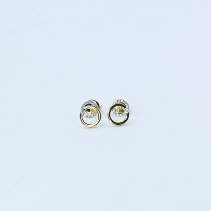 Yellow Gold Pave Diamond Halo Stud Earrings