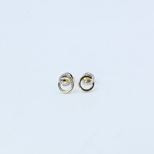 Yellow Gold Pave Diamond Halo Stud Earrings