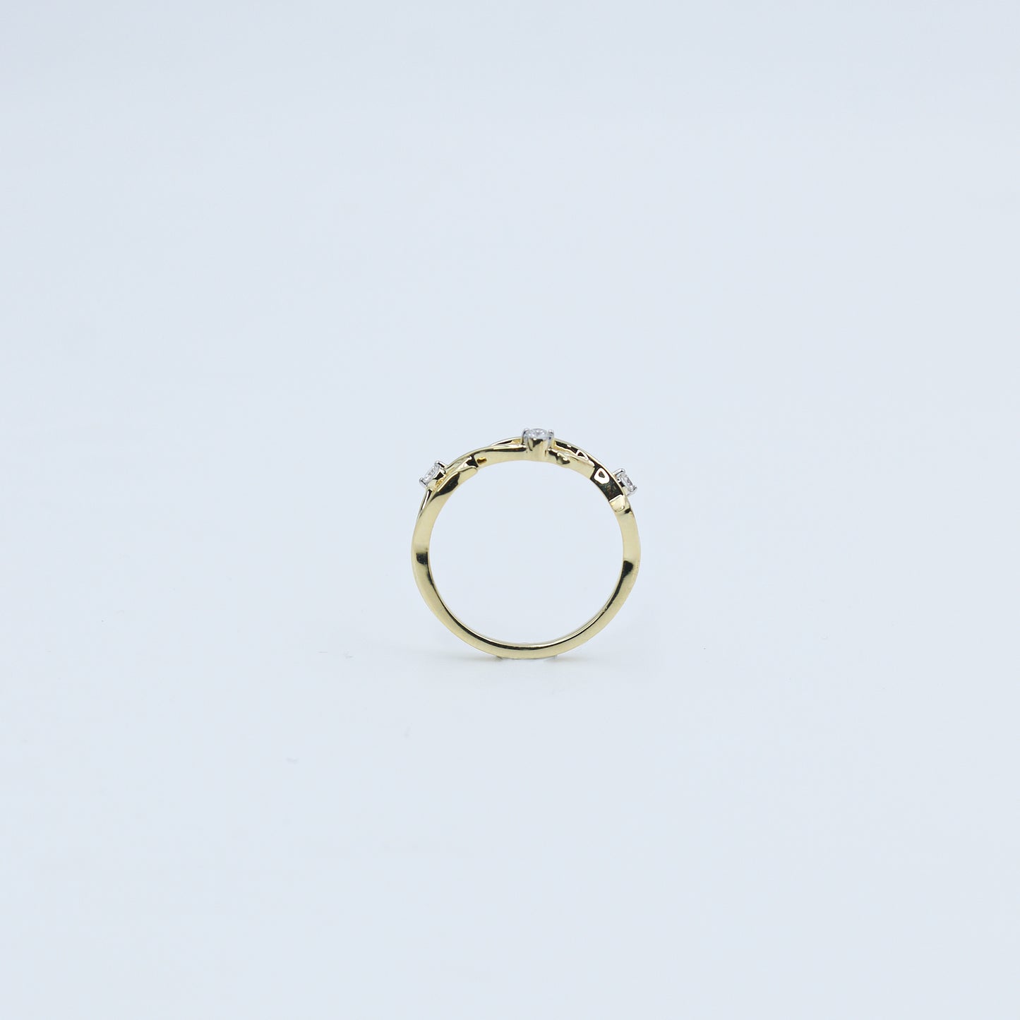 Yellow Gold Chevron Diamond Stackable Ring