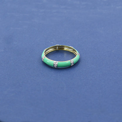 Yellow Gold & Green Enamel Lab-Grown Diamond Eternity Band