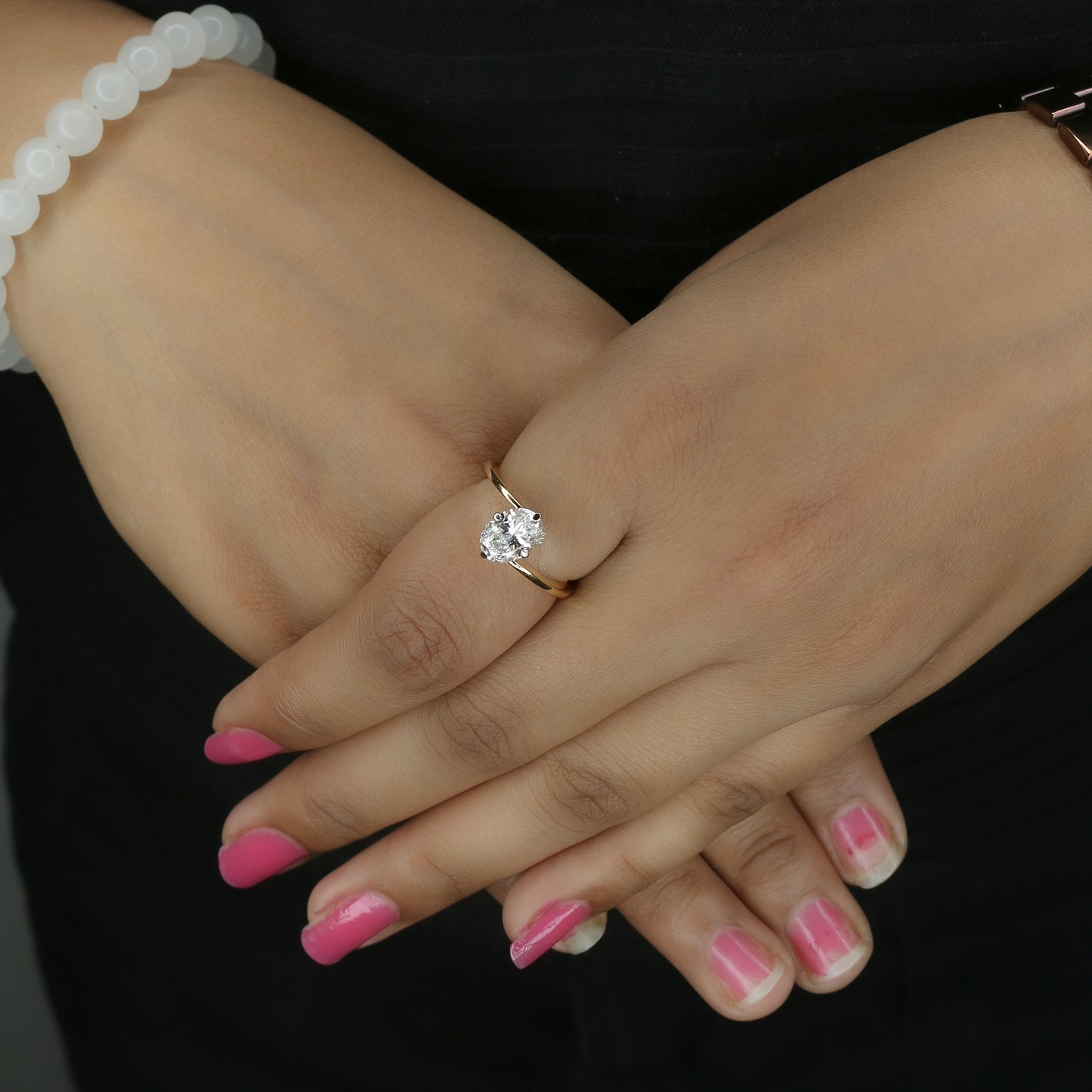 Yellow Gold Marquise Diamond Bypass Solitaire Ring