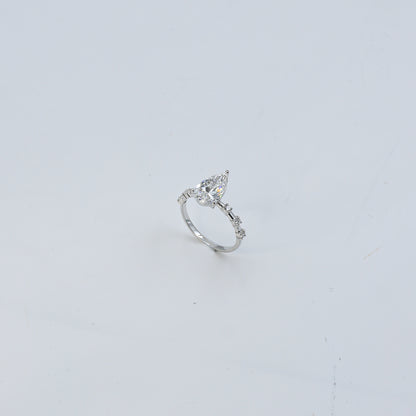 White Gold Marquise Solitaire CVD Diamond Ring