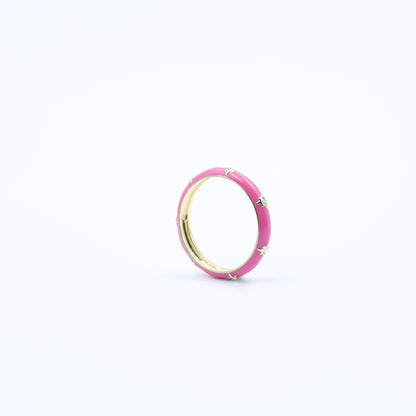 Pink Enamel Diamond Band Ring