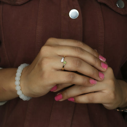 Yellow Gold Opal and Diamond Bypass Ring