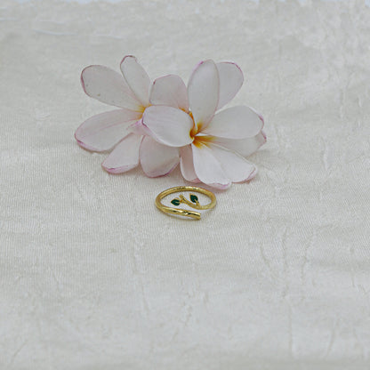 Yellow Gold Simple Bypass Ring with Gemstone Accents