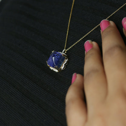 Yellow Gold Tanzanite and Diamond Statement Pendant