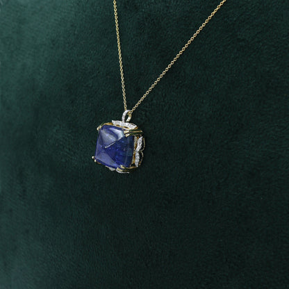 Yellow Gold Tanzanite and Diamond Statement Pendant