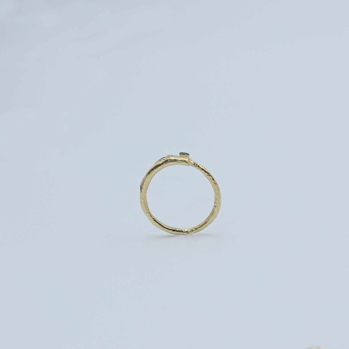 Yellow Gold Simple Bypass Ring with Gemstone Accents