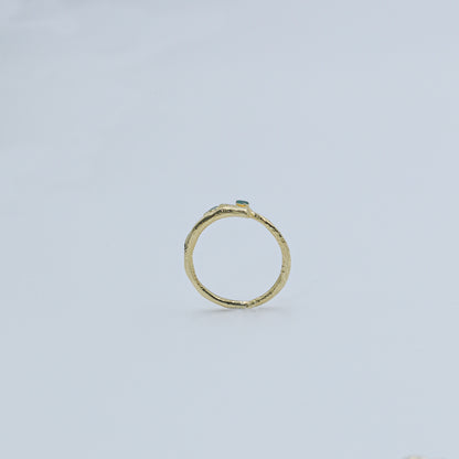 Yellow Gold Simple Bypass Ring with Gemstone Accents
