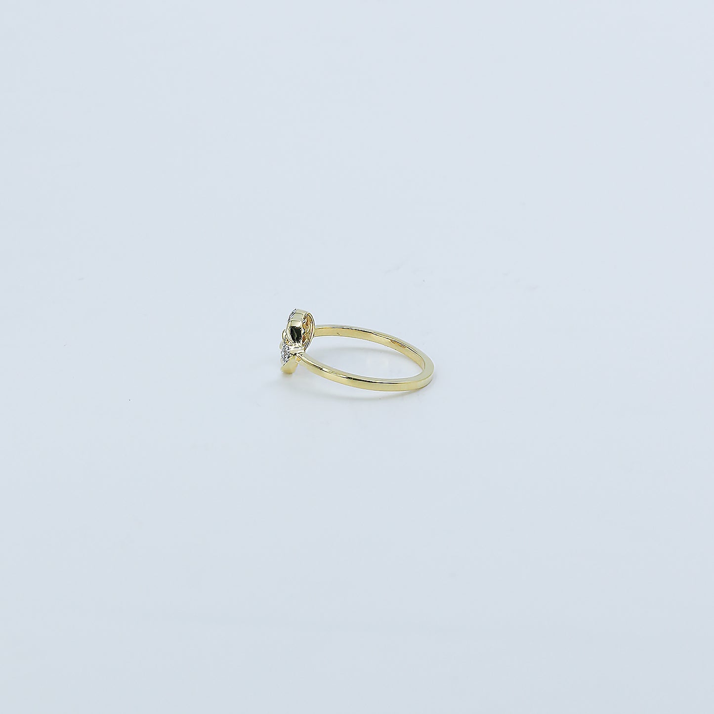 Yellow Gold Heart and Star Diamond Open Bypass Ring
