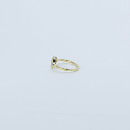 Yellow Gold Heart and Star Diamond Open Bypass Ring