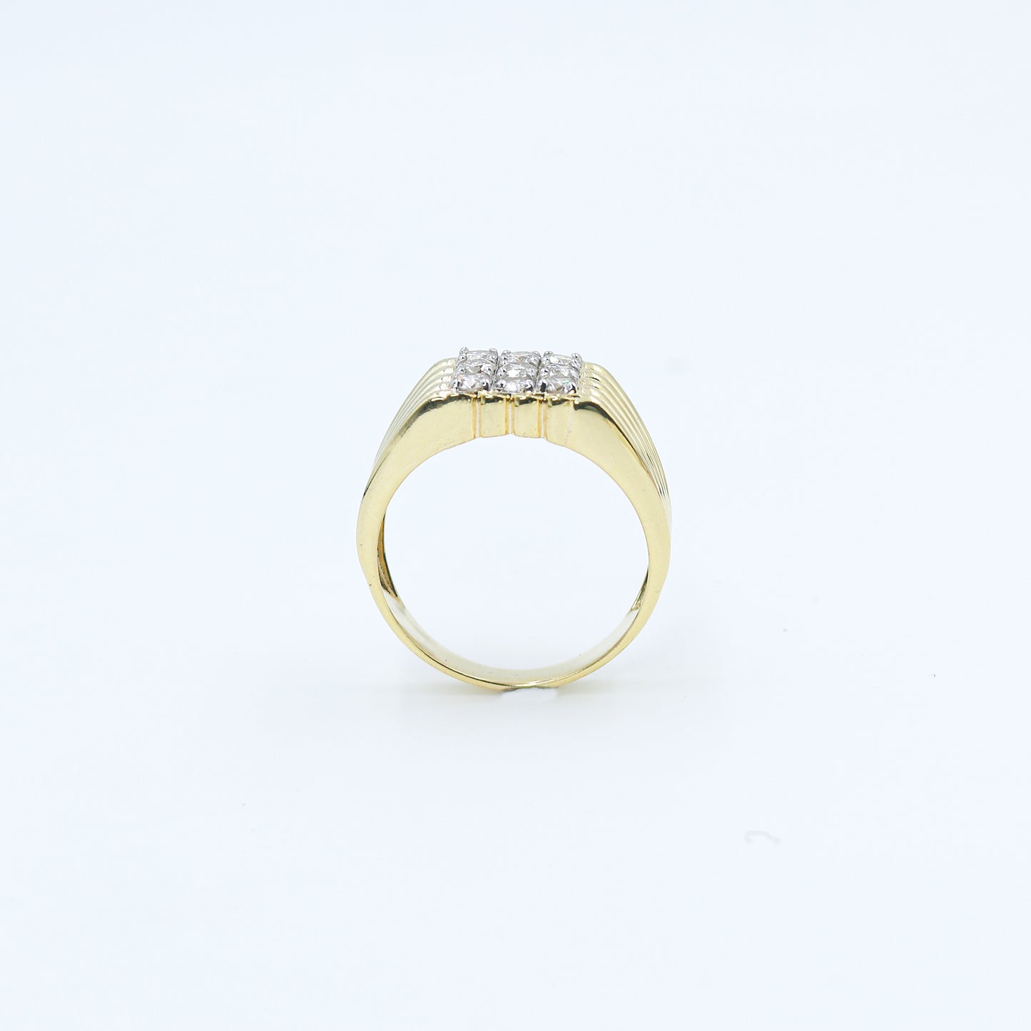 Yellow Gold Multi-Row Diamond Band Ring