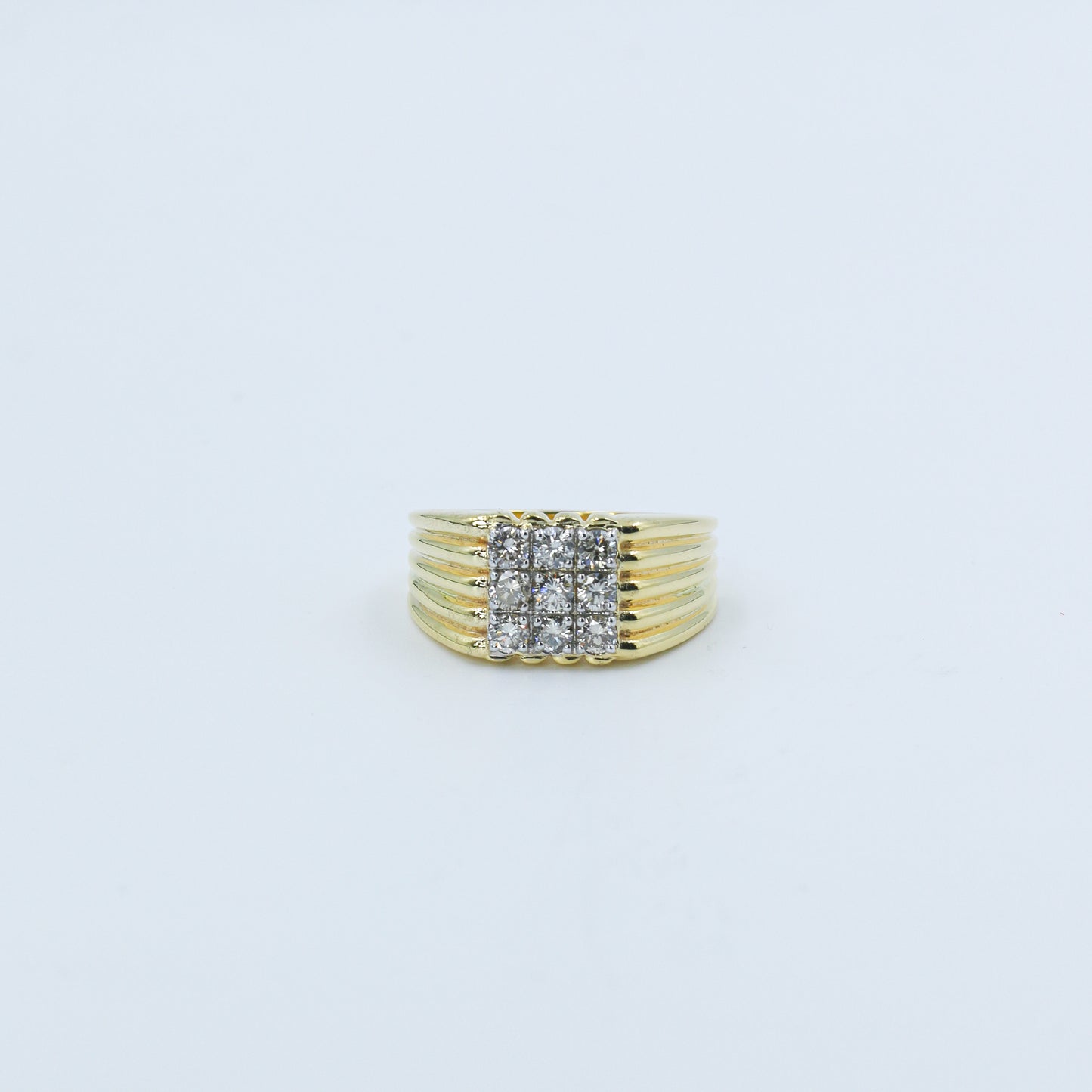 Yellow Gold Multi-Row Diamond Band Ring